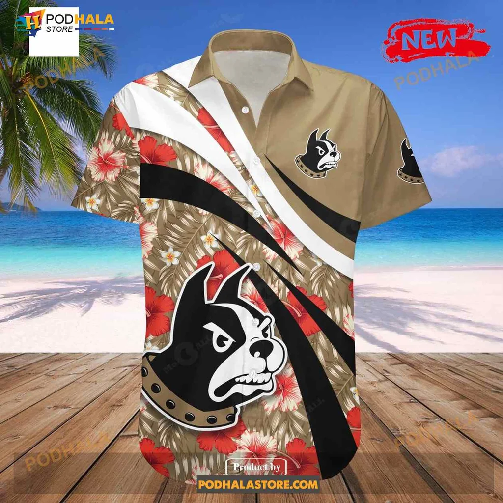 Wofford Terriers Bulldog Aloha Shirt With Hibiscus Flowers Wofford Terriers Bulldog Aloha Shirt With Hibiscus Flowers