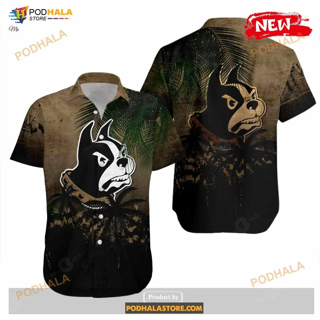 Wofford Terriers Bulldog Hawaiian Shirt With Tropical Grunge Design