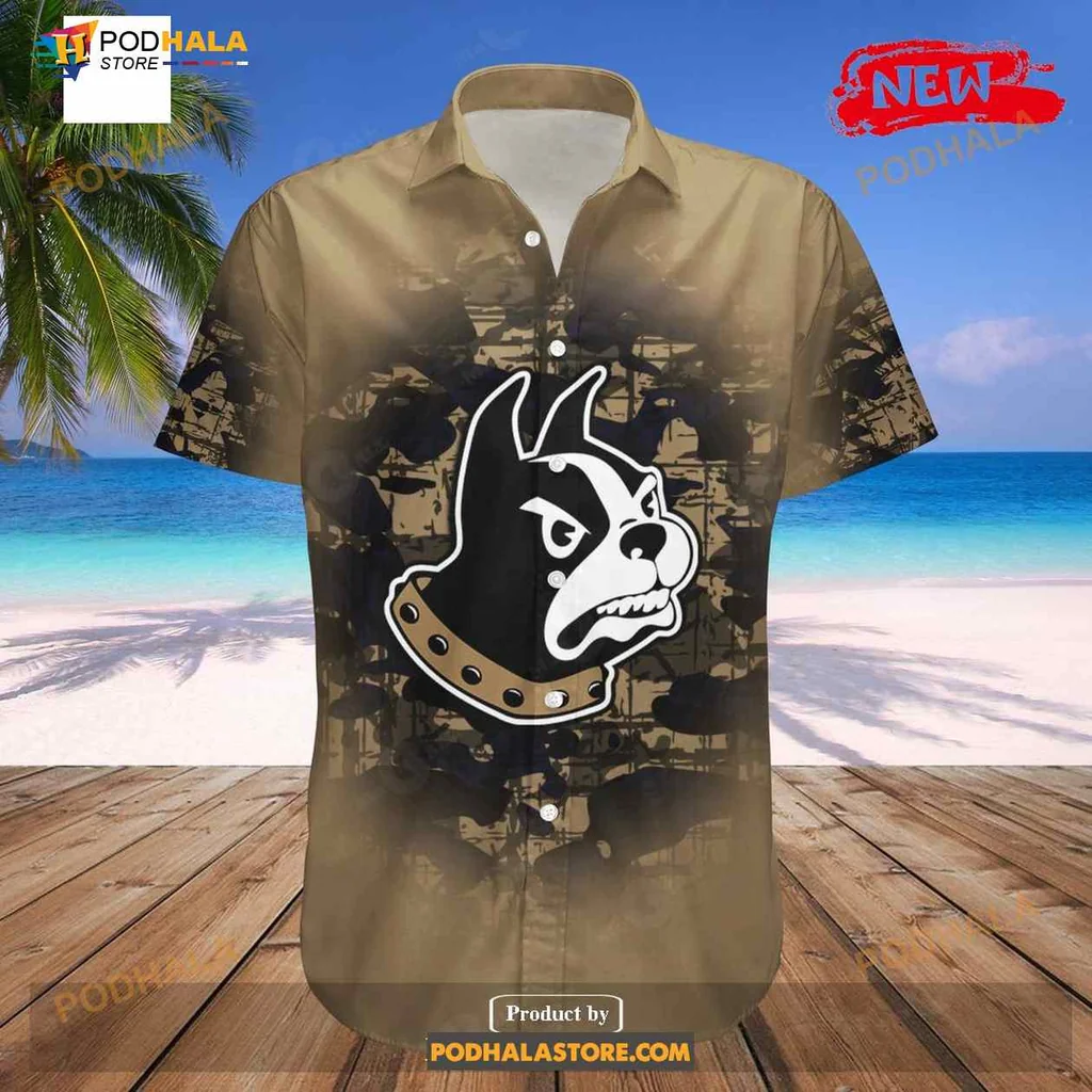 Wofford Terriers Camouflage Hawaiian Shirt With Bulldog Graphic