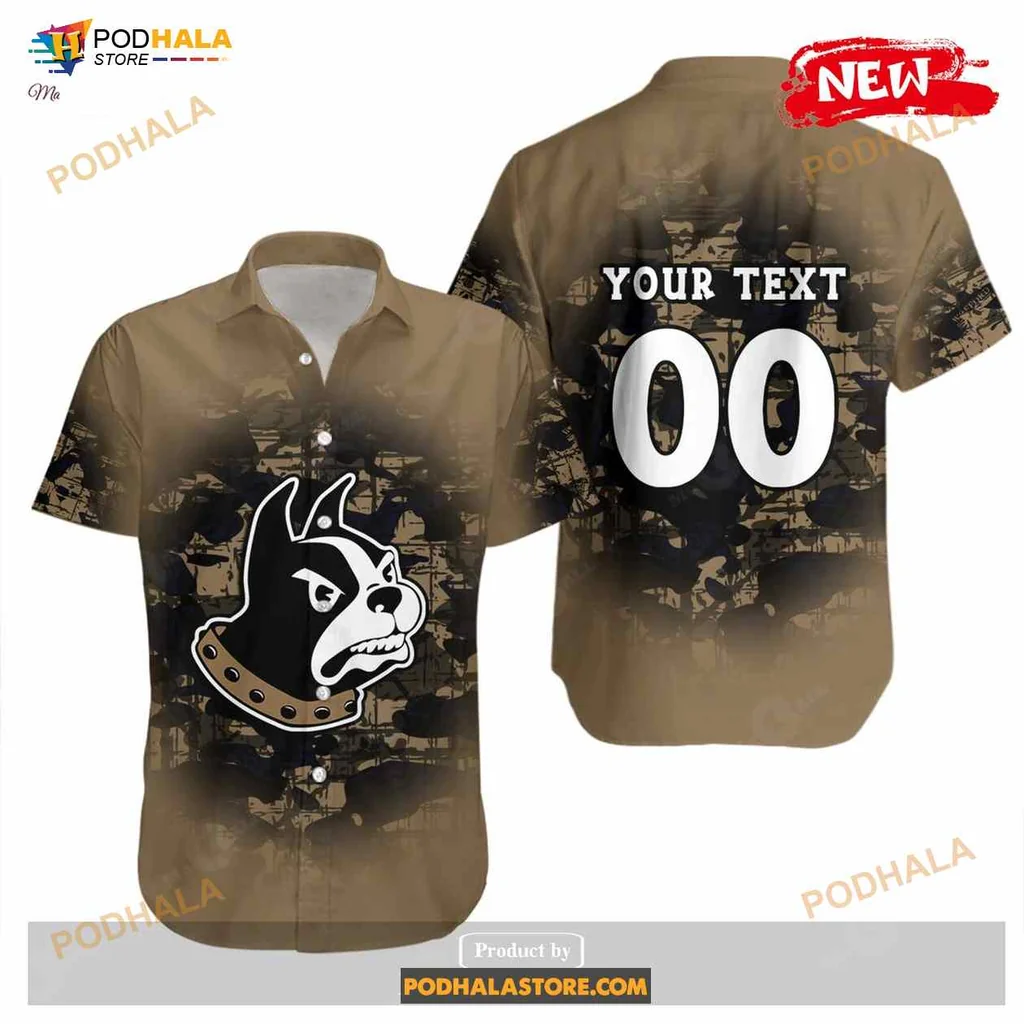 Wofford Terriers Camouflage Aloha Shirt With Bulldog Graphic Wofford Terriers Camouflage Aloha Shirt With Bulldog Graphic