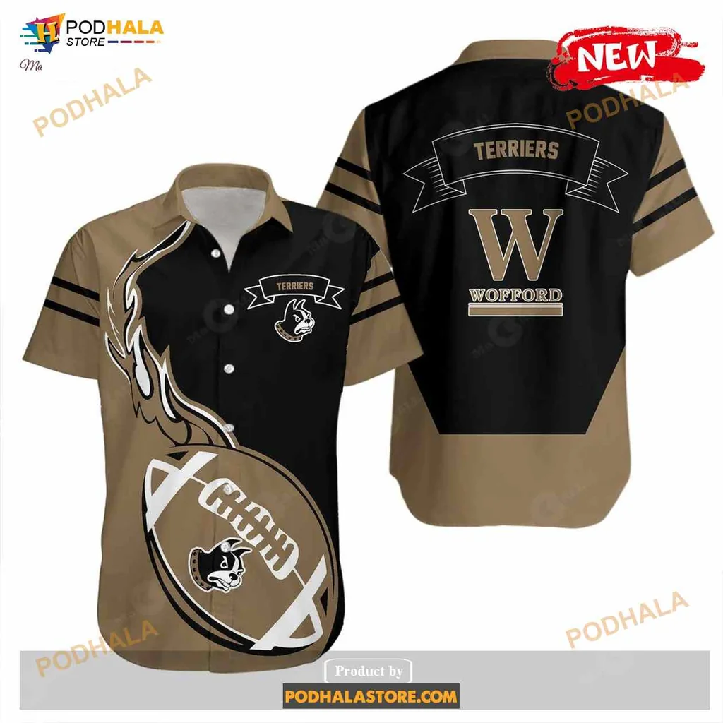 Wofford Terriers Football Hawaiian Shirt With Bold Flame Design