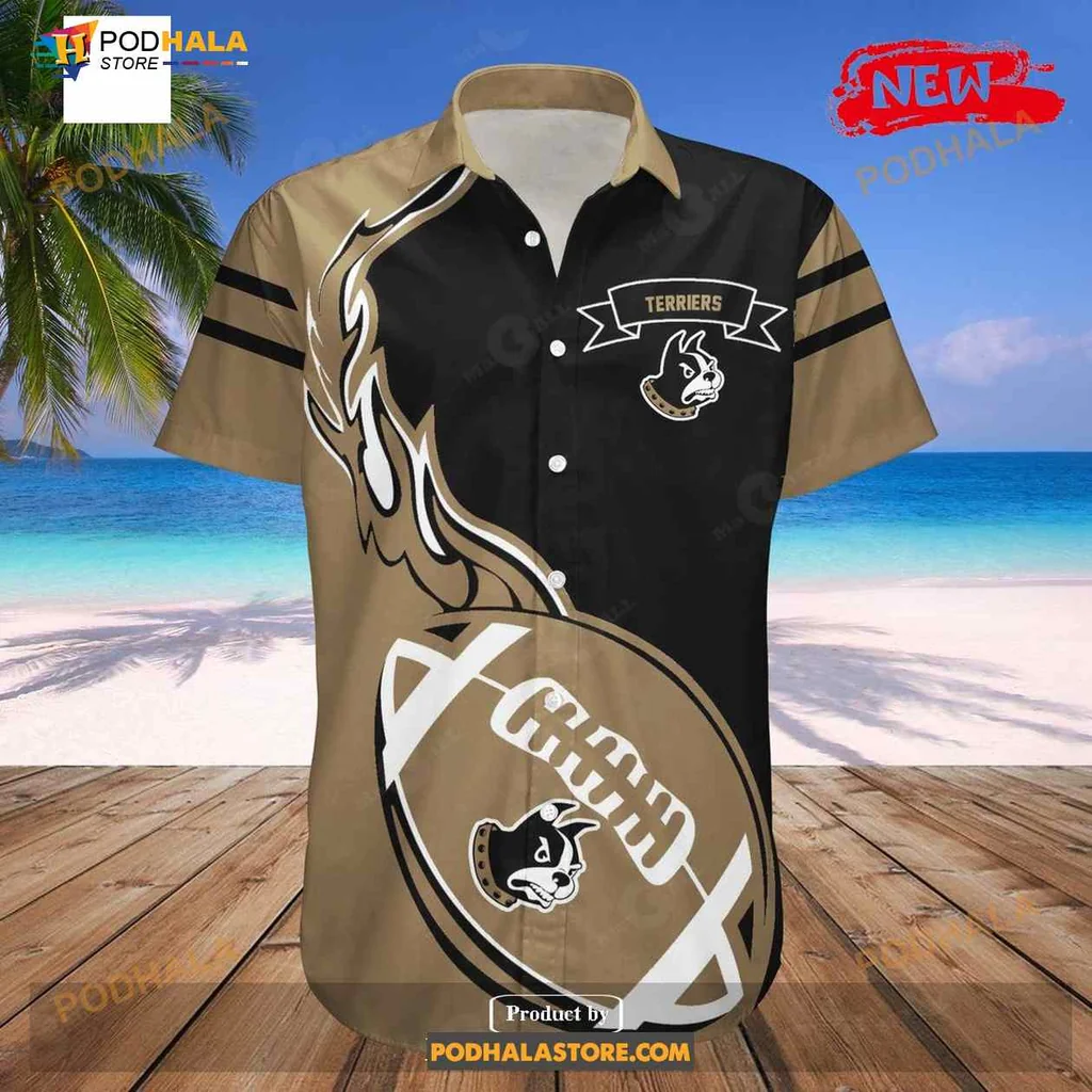 Wofford Terriers Football Aloha Shirt With Bold Flame Design Wofford Terriers Football Aloha Shirt With Bold Flame Design