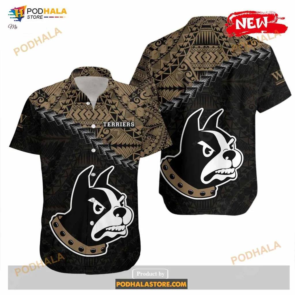Wofford Terriers Hawaiian Shirt With Polynesian Bulldog Design