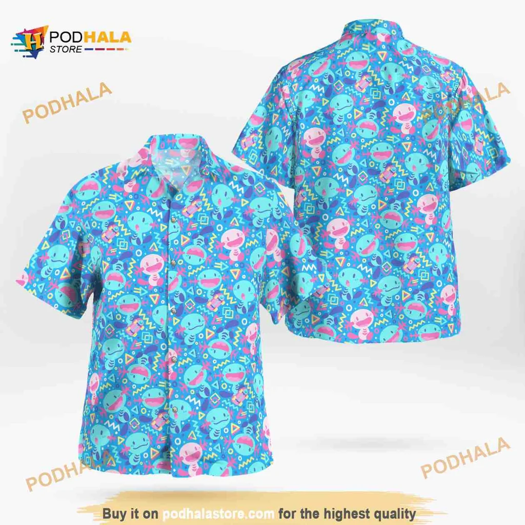 Wooper Pokemon Hawaiian Shirt With Colorful Playful Design