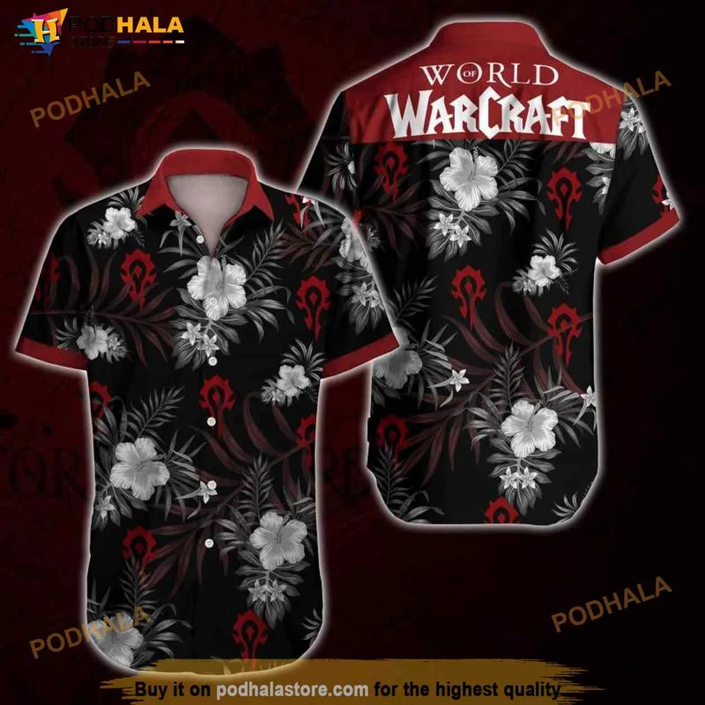 World Of Warcraft Hawaiian Shirt With Hibiscus Flowers