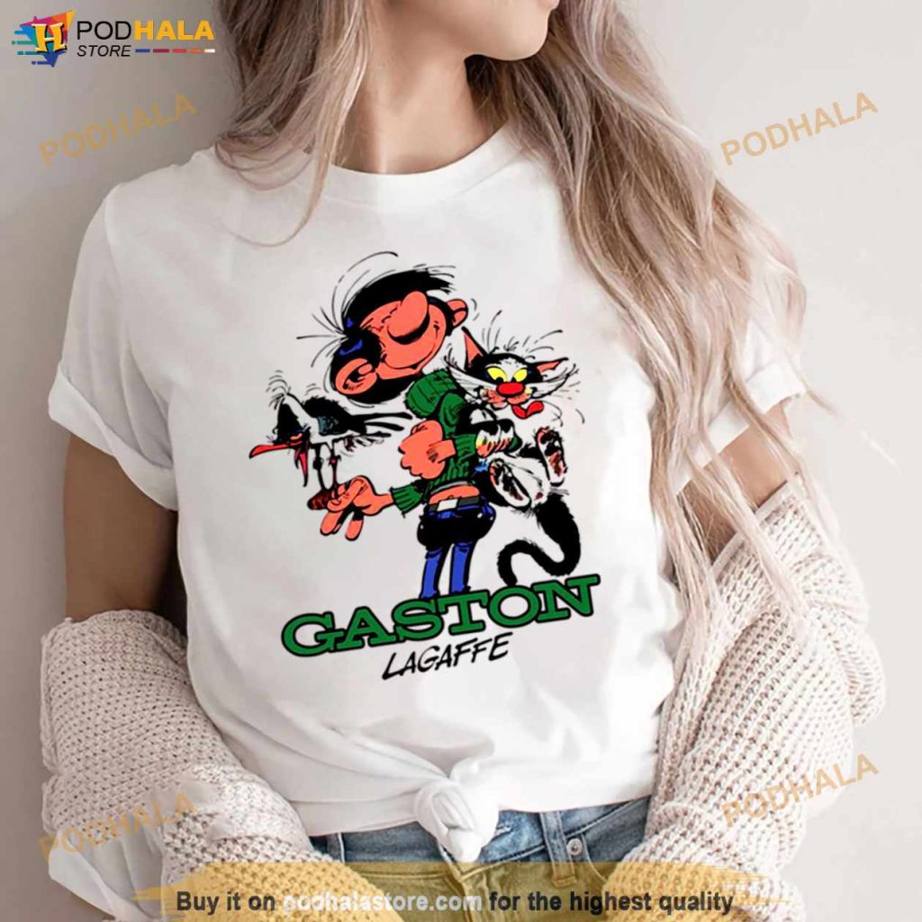 Guust Flater With Bird And Cat Color Gaston Lagaffe Shirt Podhalastore