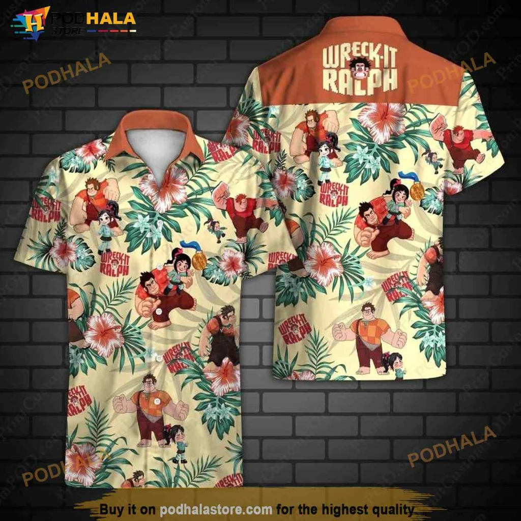 Wreck It Ralph Hawaiian Shirt With Colorful Characters And Tropical Print