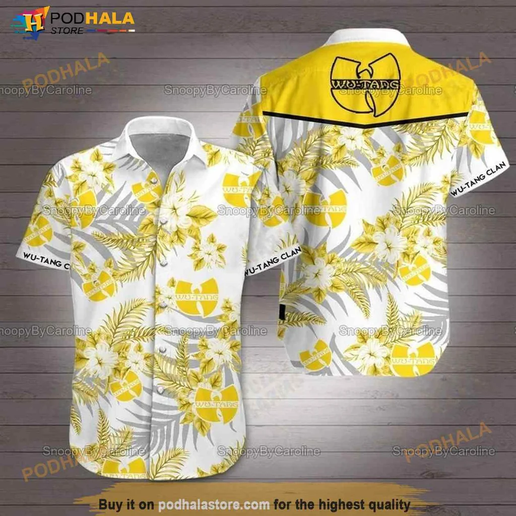 Wu Tang Clan Hawaiian Shirt With Tropical Leaves And Floral Patterns