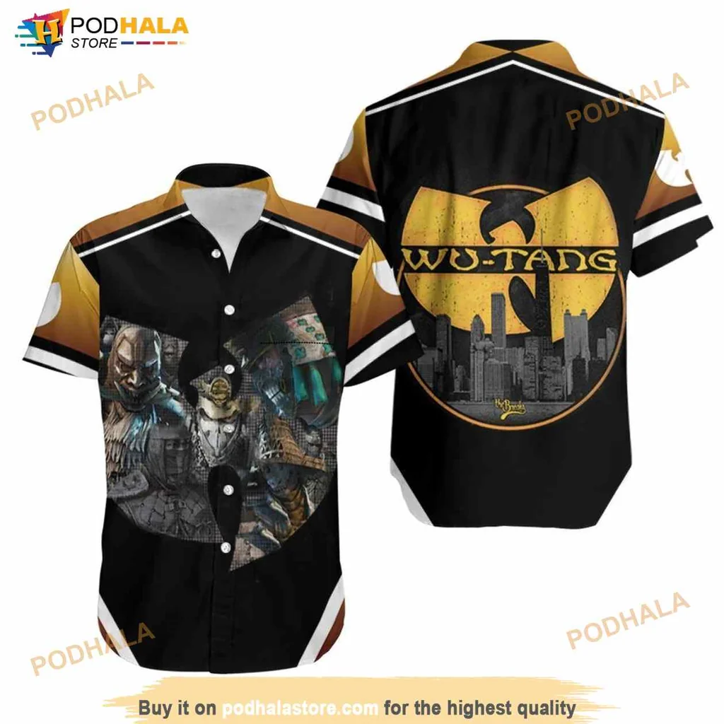 Wu Tang Clan Hip Hop Hawaiian Shirt Featuring Bold Logo And Urban Design