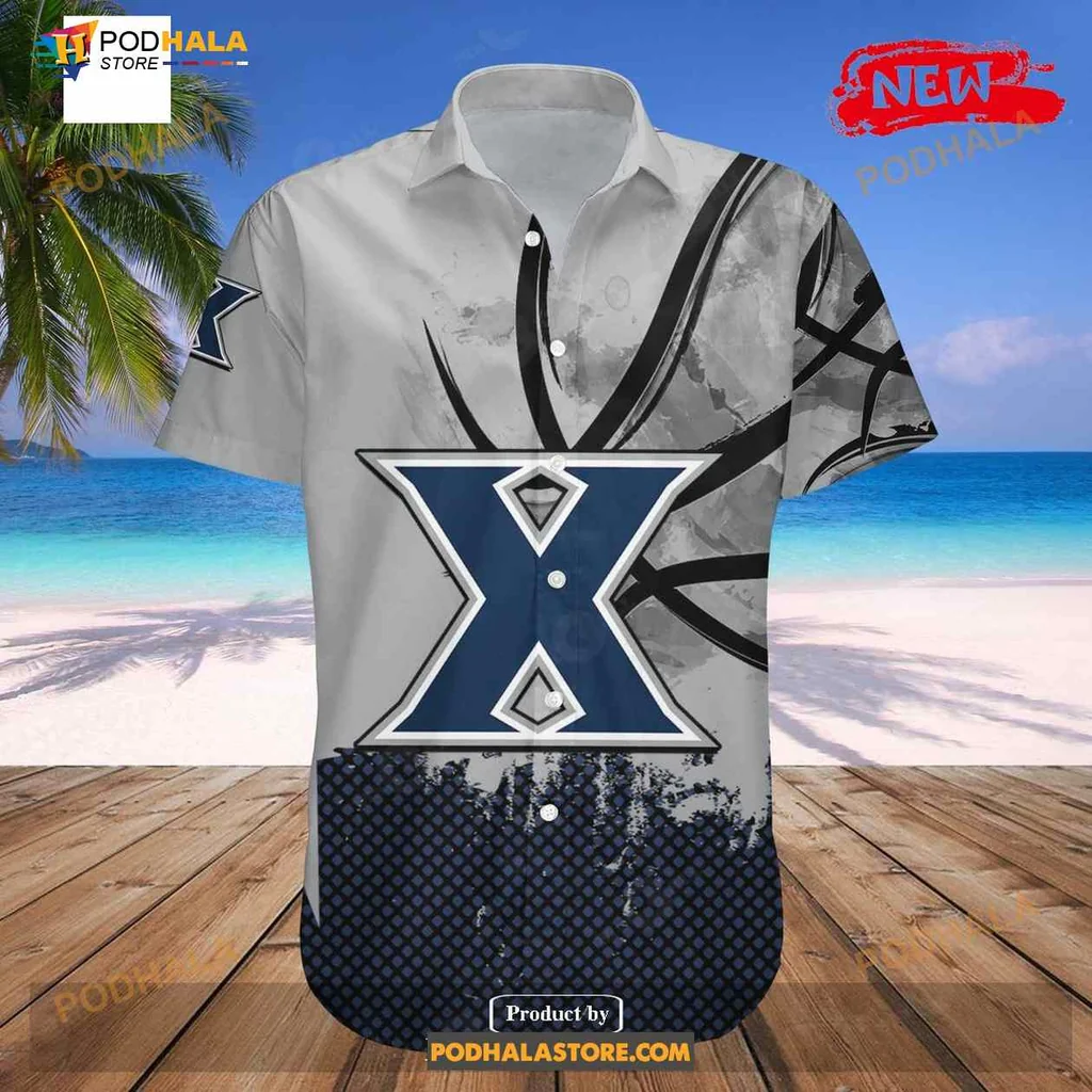 Xavier Musketeers Basketball Aloha Shirt With Grunge Pattern Xavier Musketeers Basketball Aloha Shirt With Grunge Pattern