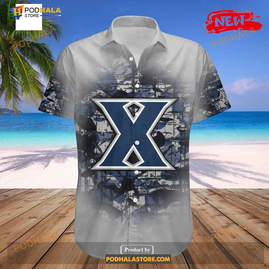 Xavier Musketeers Camouflage Aloha Shirt With Customizable Text Xavier Musketeers Camouflage Aloha Shirt With Customizable Text