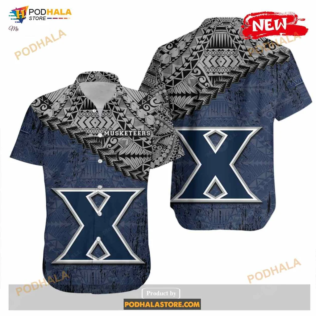 Xavier Musketeers Hawaiian Shirt With Polynesian Tattoo Design