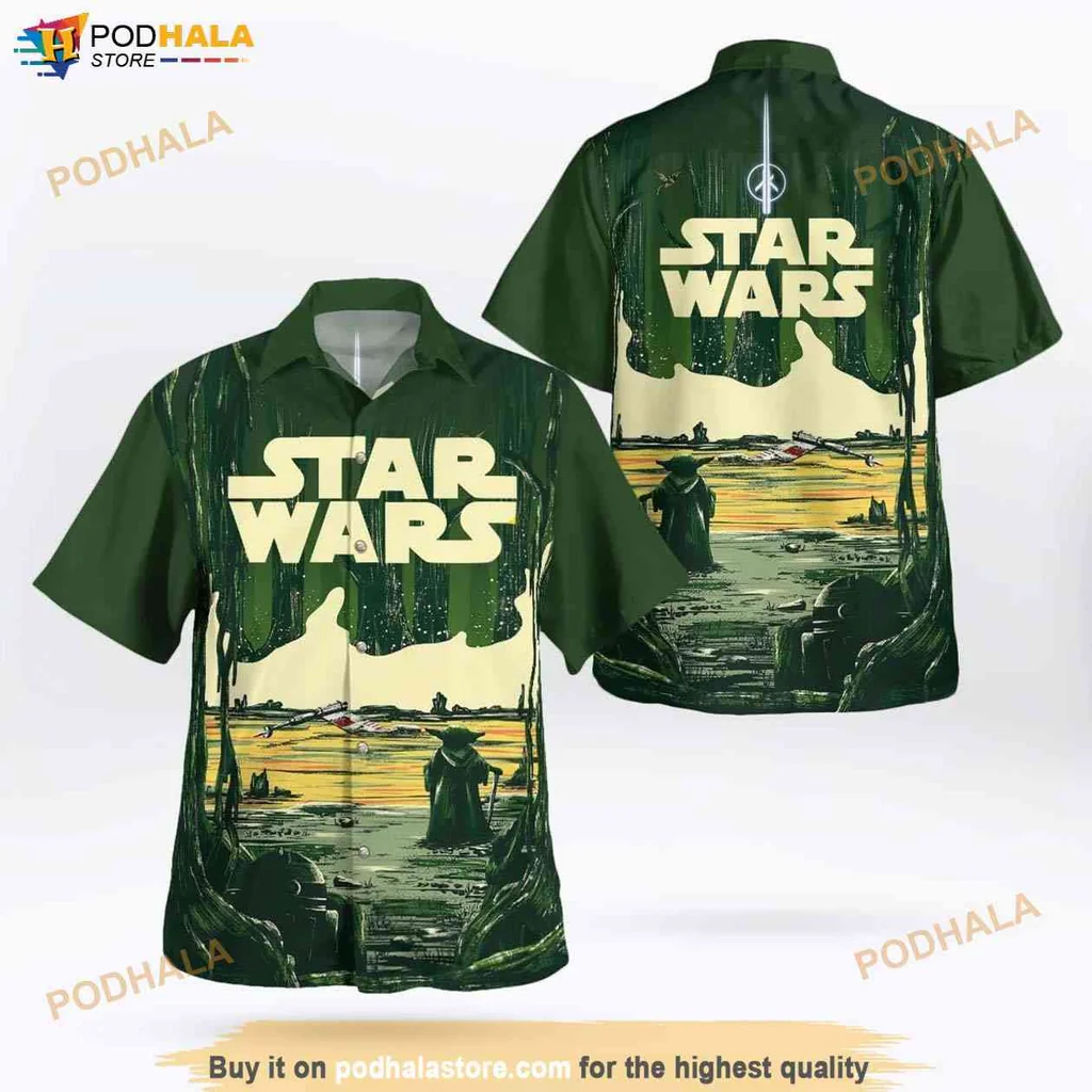 Yoda Aloha Shirt For Men Women, Vibrant Tropical Graphic Tee Inspired By Star Wars