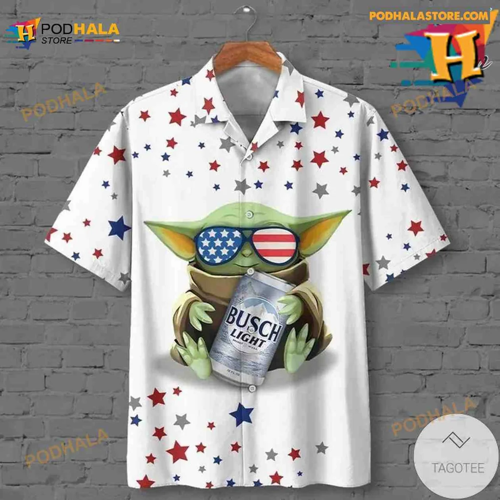 Yoda Beer Hawaiian Shirt With American Flag Design
