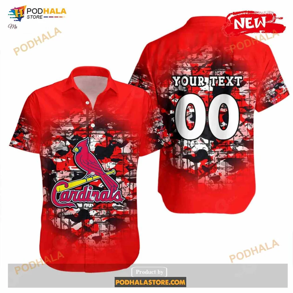 Yorkton Cardinals Camouflage Hawaiian Shirt With Customizable Text