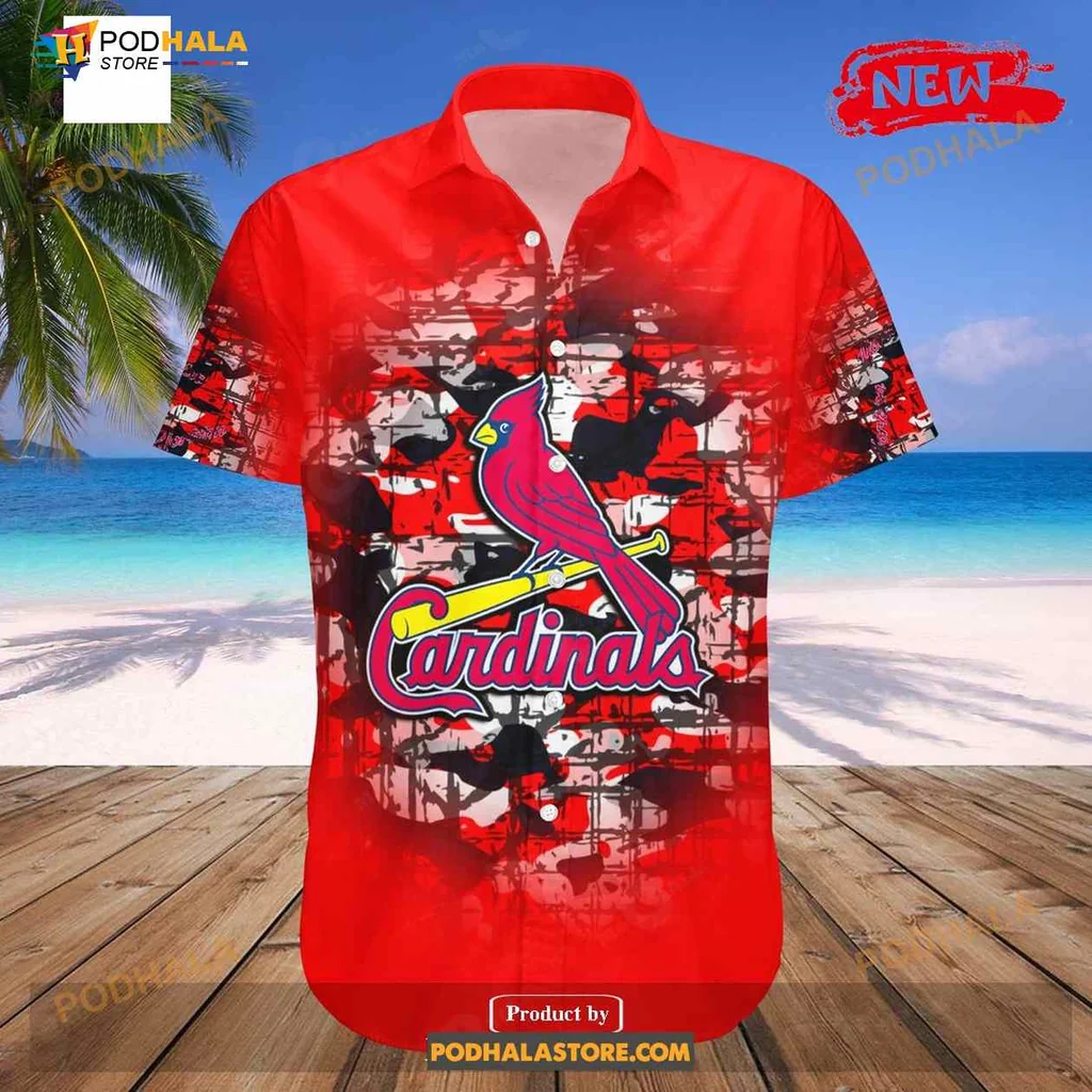 Yorkton Cardinals Camouflage Aloha Shirt With Customizable Text Yorkton Cardinals Camouflage Aloha Shirt With Customizable Text