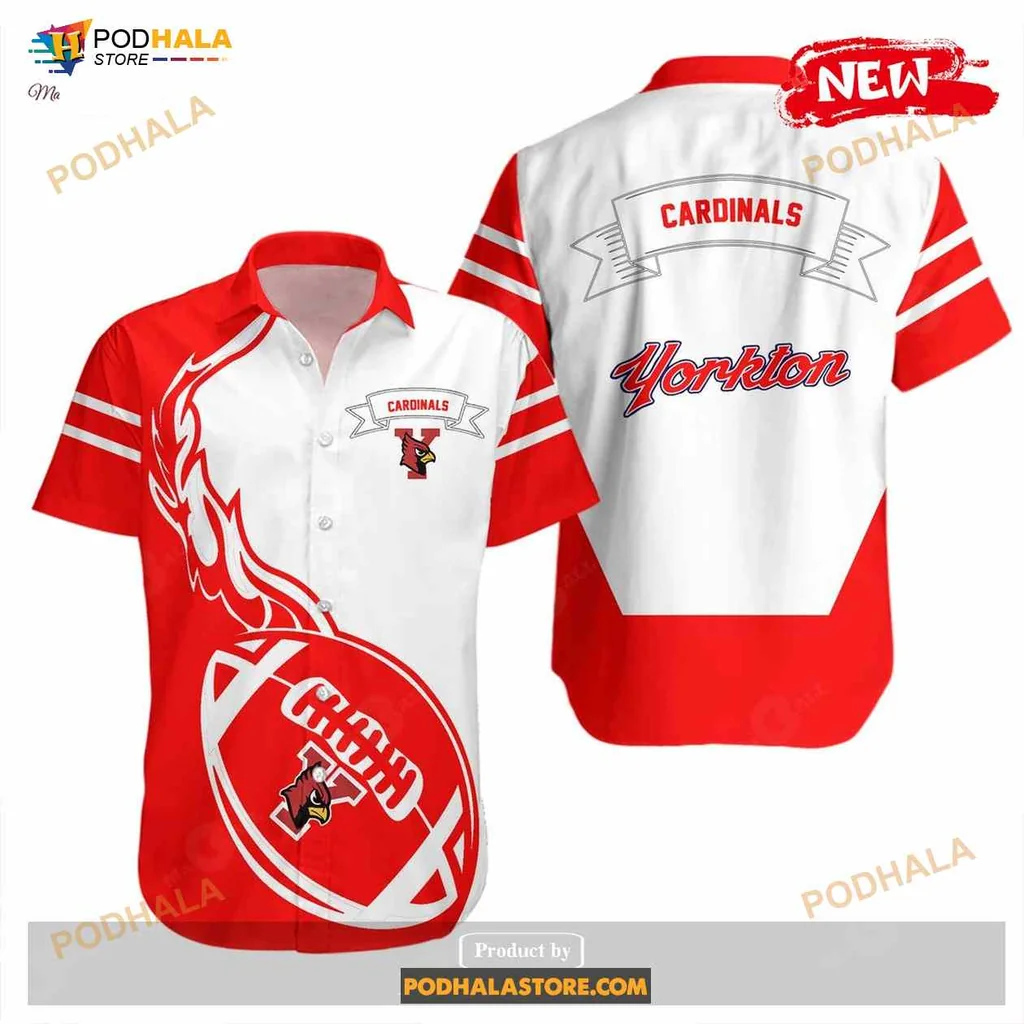 Yorkton Cardinals Hawaiian Shirt With Bold Football Graphic