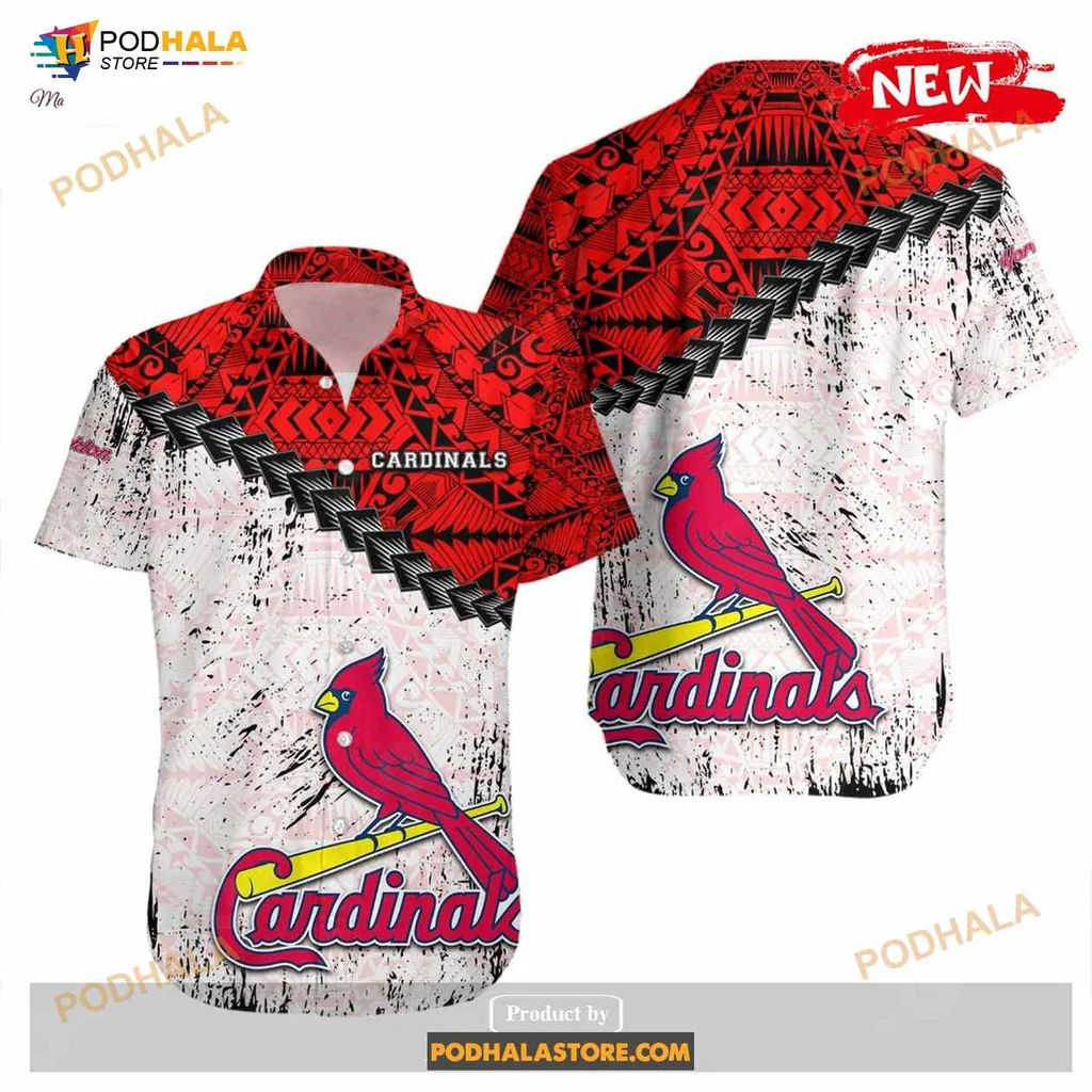 Yorkton Cardinals Hawaiian Shirt With Grunge Polynesian Tattoo Design