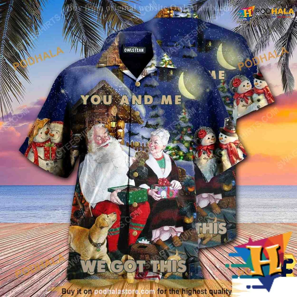 You And Me Christmas Hawaiian Shirt, Festive Santa Claus Design