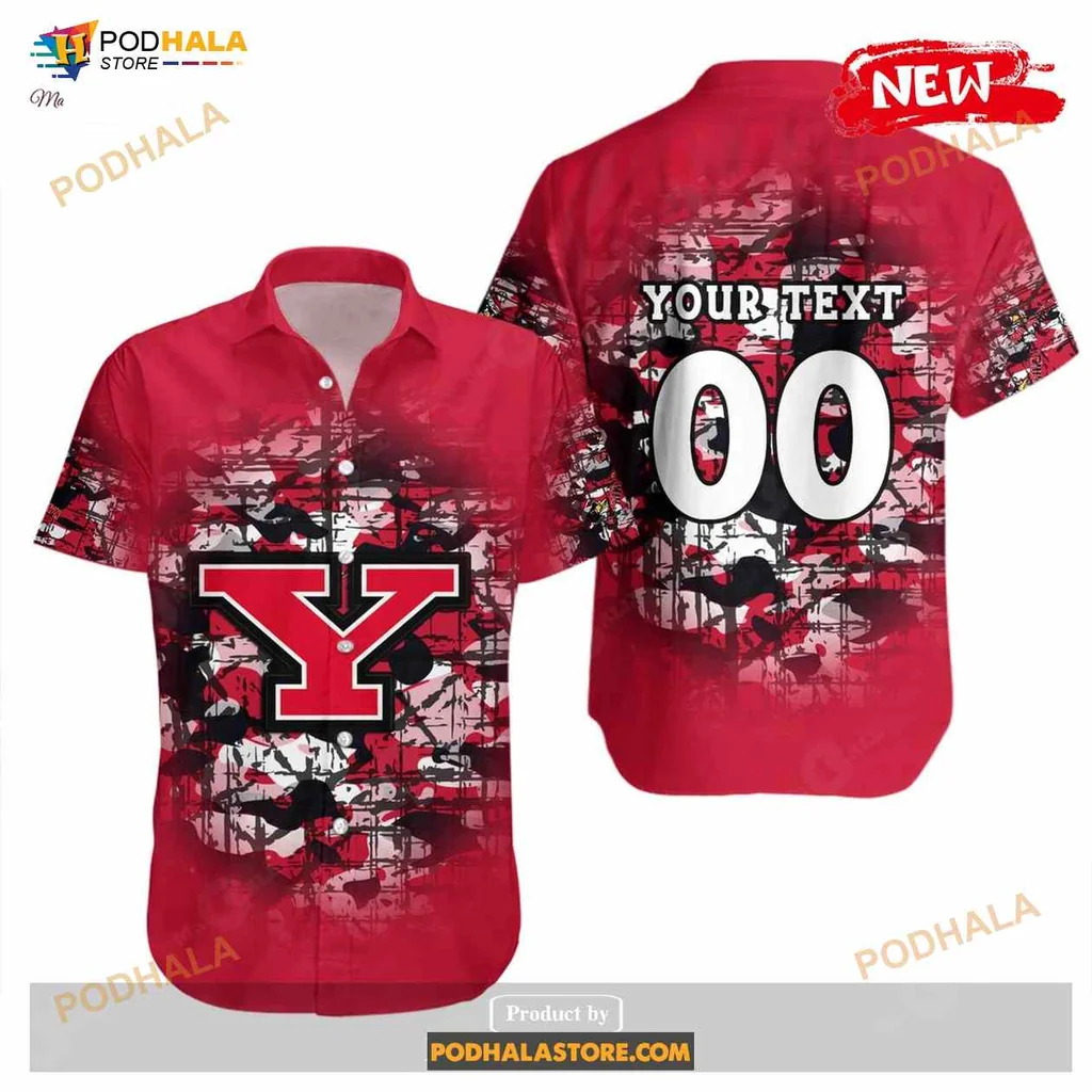 Youngstown State Penguins Hawaiian Shirt, Camouflage Vintage Design