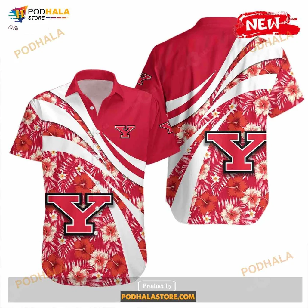 Youngstown State Penguins Hawaiian Shirt With Hibiscus Floral Design
