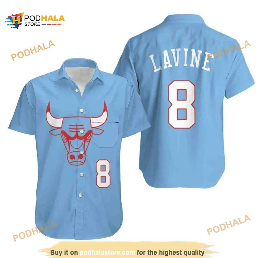 Zach Lavine Chicago Bulls Hawaiian Shirt With Bull Head Graphic