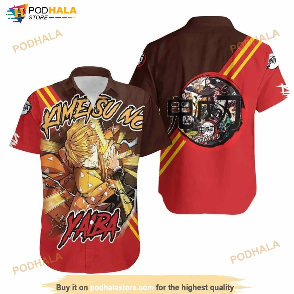 Zenitsu Agatsuma Hawaiian Shirt Featuring Thunder Breathing Design