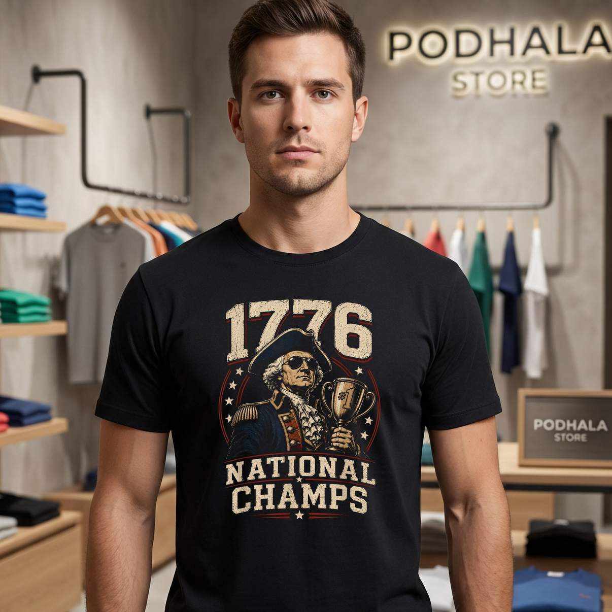 1776 National Champs Shirt George Washington Funny Patriotic American Gear