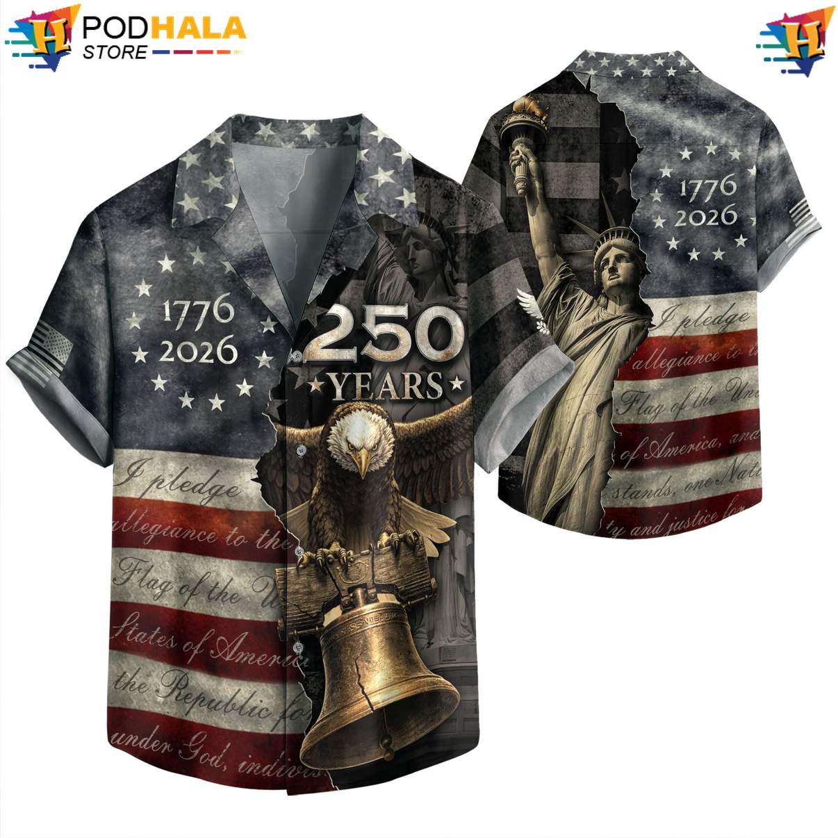 250 Anniversary USA Aloha Shirt Fourth Of July Patriotic Mens Beach Apparel