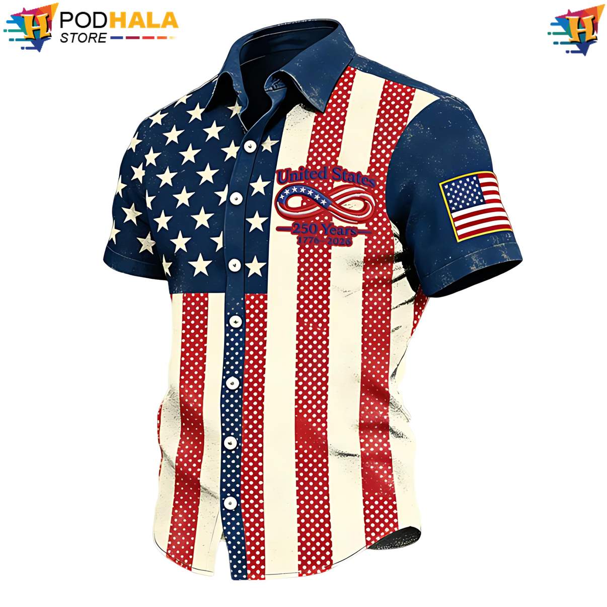 250 Years Freedom Hawaiian Shirt US Anniversary American Flag 1776 Outfit