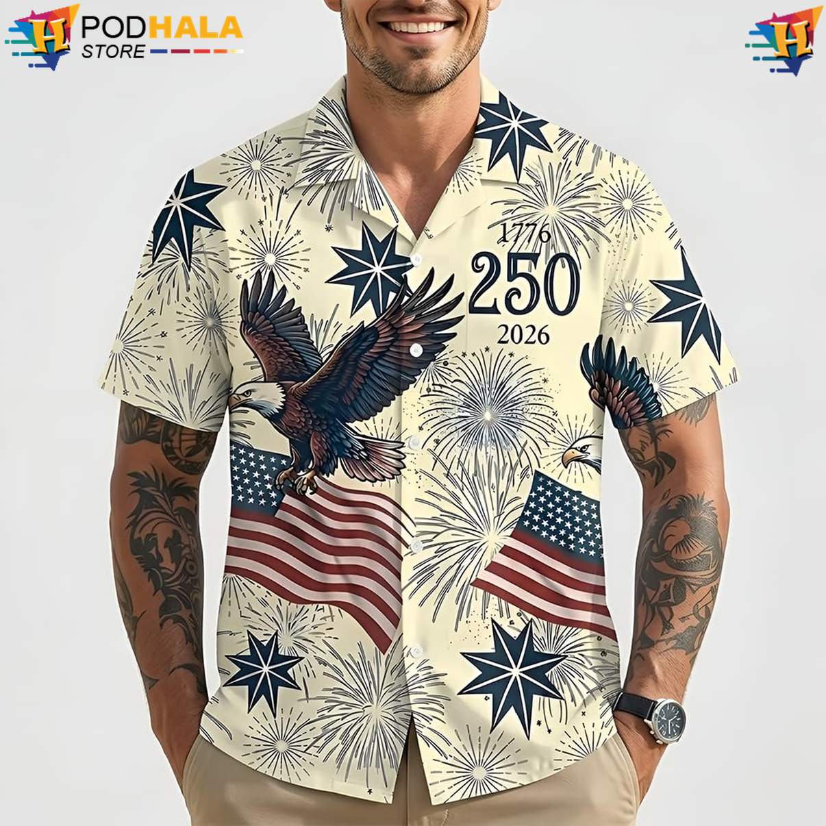 250th Anniversary Eagle Aloha Shirt USA Patriotic Statue Liberty Freedom 250th Anniversary Eagle Aloha Shirt USA Patriotic Statue Liberty Freedom