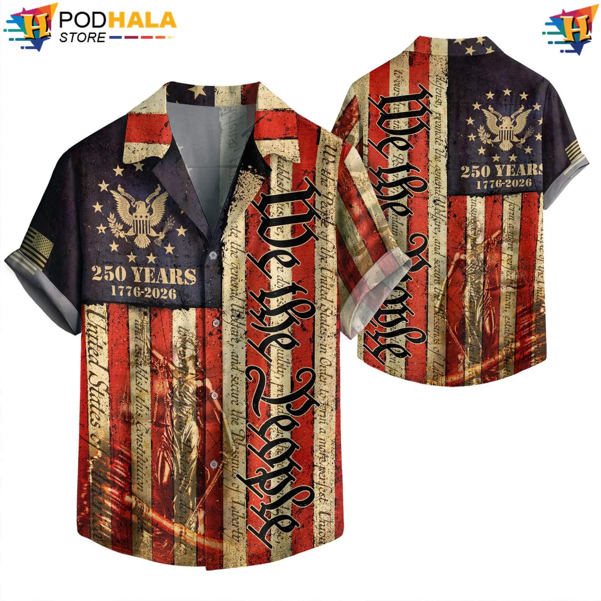 250th Anniversary Fourth Aloha Shirt USA Patriotic Mens Summer Beach Outfit