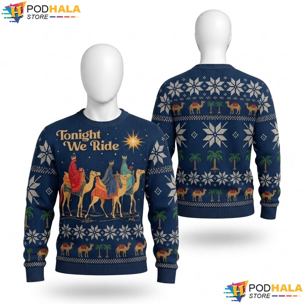 3 Wise Men Christmas Sweater Tonight We Ride Funny Festive Holiday