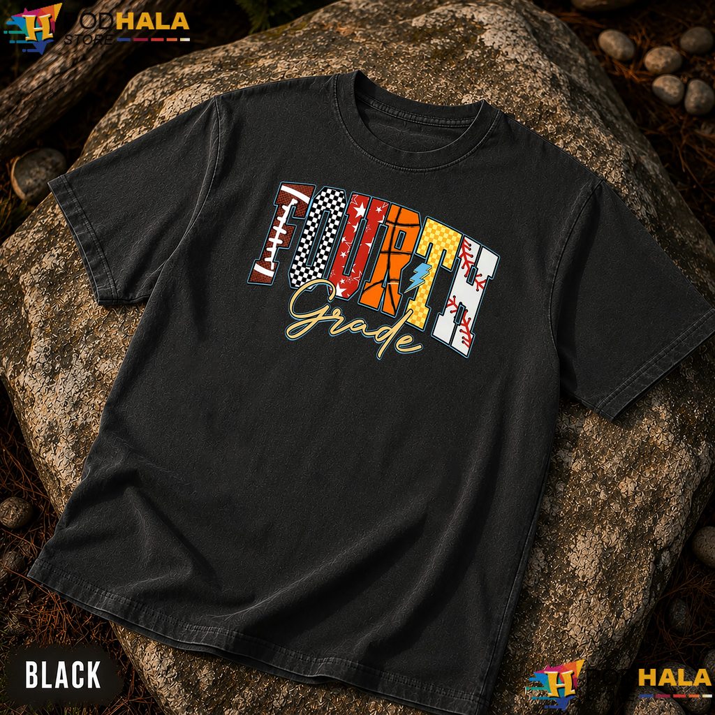 4th Grade Sports School Comfort Colors T-Shirt Football Baseball Boys Top