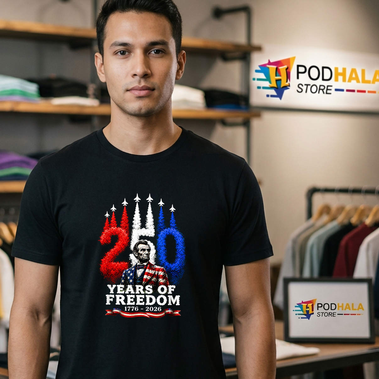 Abraham Lincoln 250th Shirt USA Anniversary 4th Of July Celebration Graphic