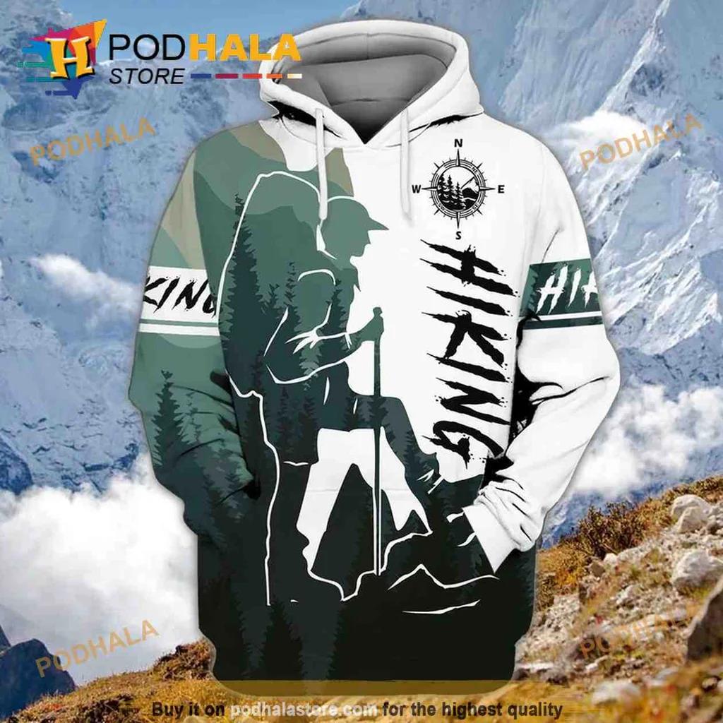 Adventurous Hiking Silhouette 3d Hoodie, Outdoor Enthusiast Apparel