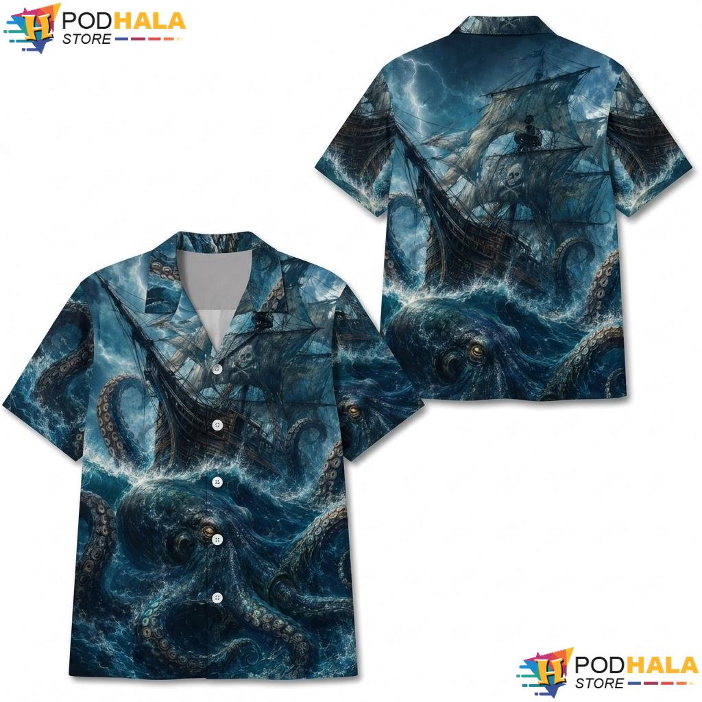 Adventurous Pirate Octopus Hawaiian Shirt Bold Nautical Summer Apparel