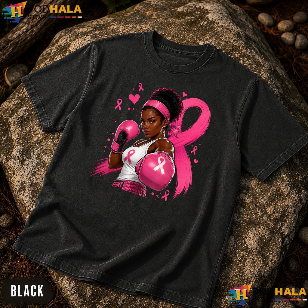 African American Women Afro Comfort Colors Shirt Breast Cancer Pink