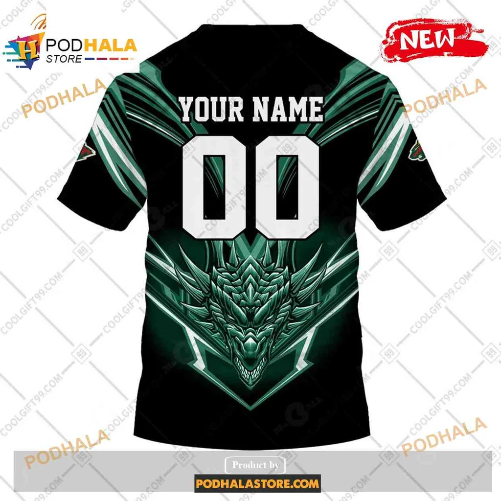 Aggressive Minnesota Wild Dragon 3D Print Hoodie With Intricate Design Aggressive Minnesota Wild Dragon 3D Print Hoodie With Intricate Design