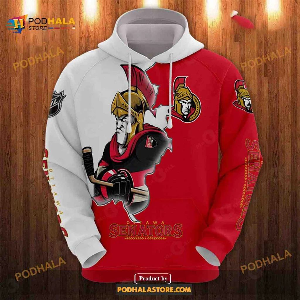 Aggressive Ottawa Senators 3d Hoodie With Bold Mascot Design