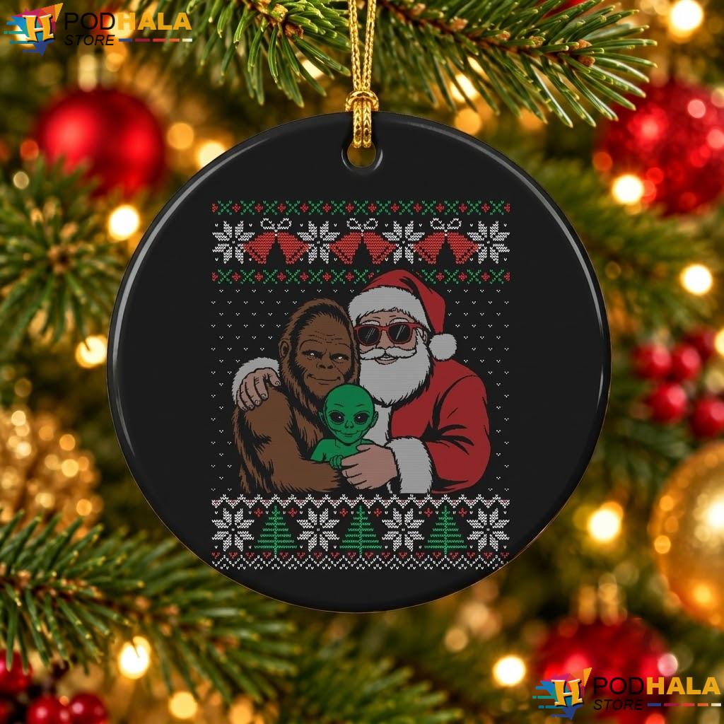 Alien Santa Bigfoot Christmas Ornament Funny Festive Holiday Decor Gift