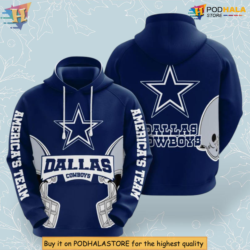 All American Spirit Dallas Cowboys Zip Up Hoodie 3D Stars and Stripes