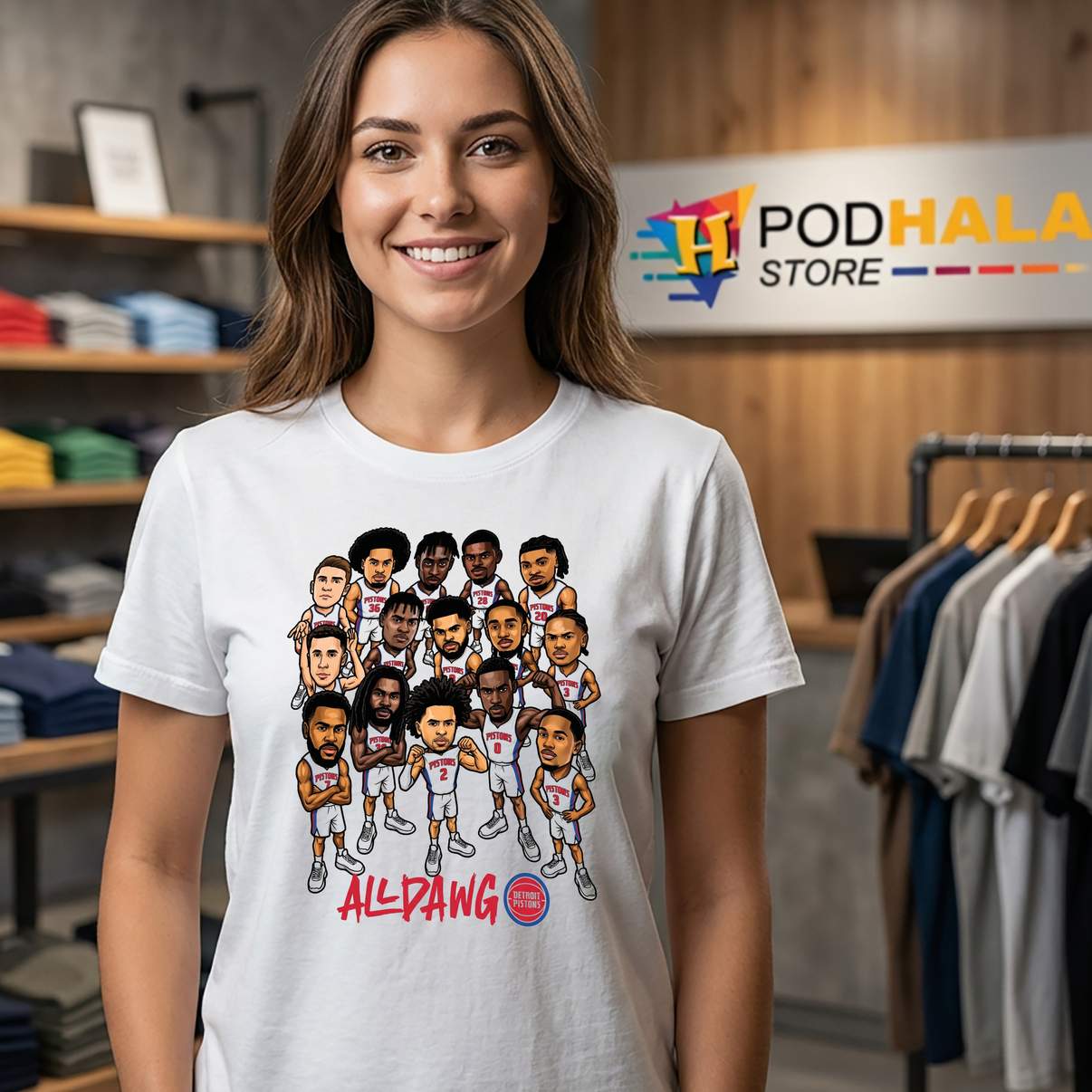 All Dawg Detroit Pistons Shirt Game 7 Caricature Rally Fan Graphic For Mens