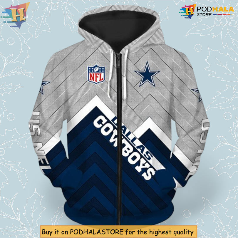 All Sizes S–5XL Dallas Cowboys Hoodie Men 3D Pullover Zip Up Edition