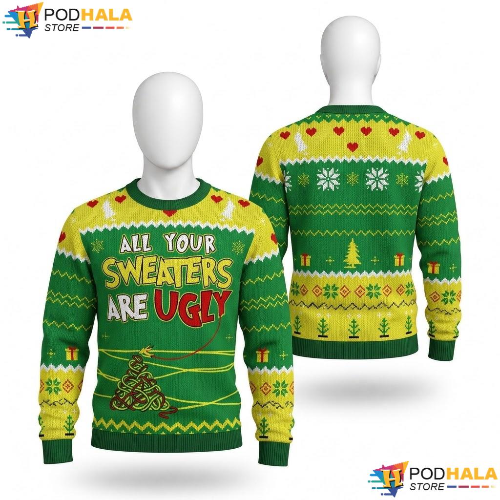 All Sweaters Ugly Christmas Sweater Humorous Holiday Apparel Mens Top