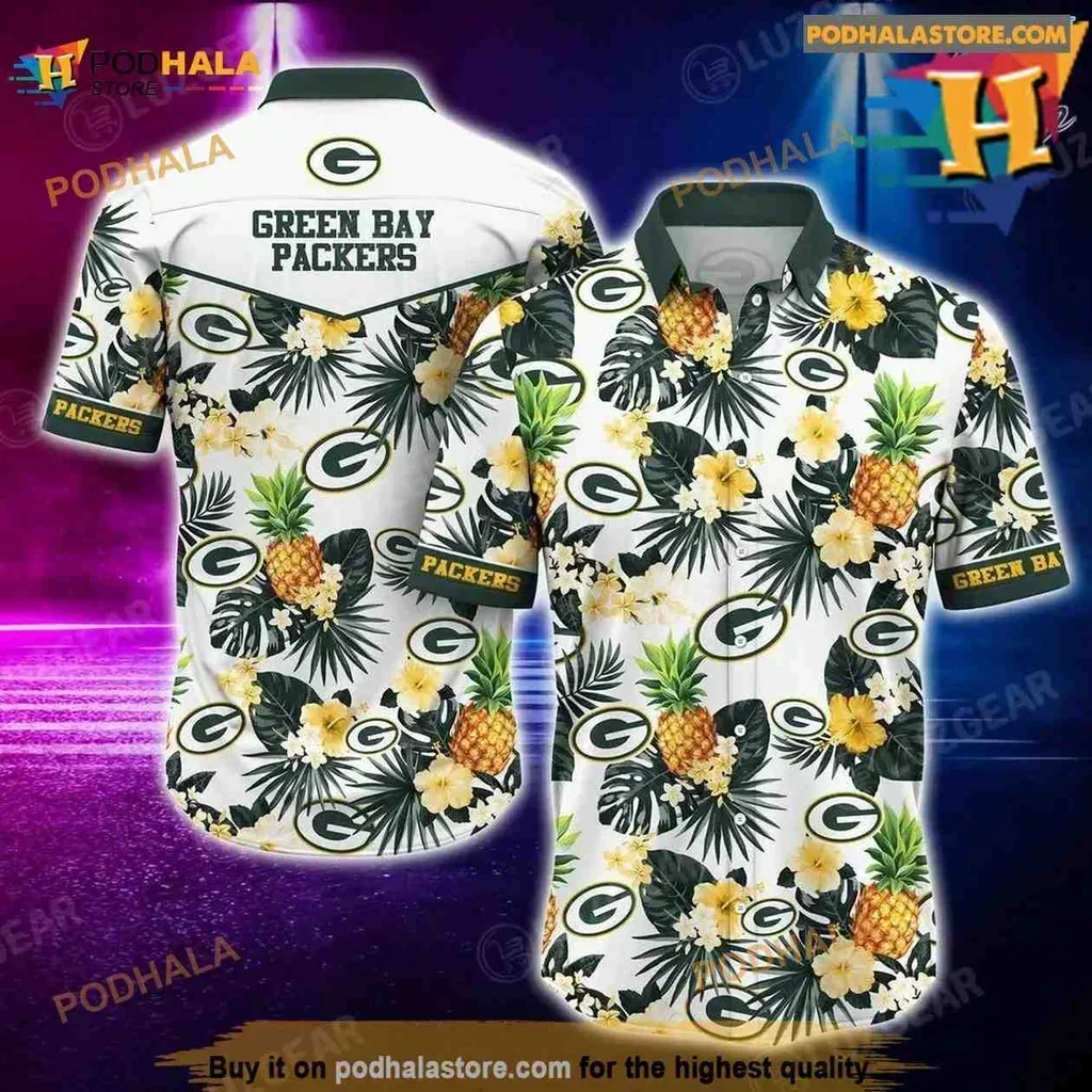 Aloha Green Bay Packers 3d Hoodie With Tropical Hibiscus Floral Design