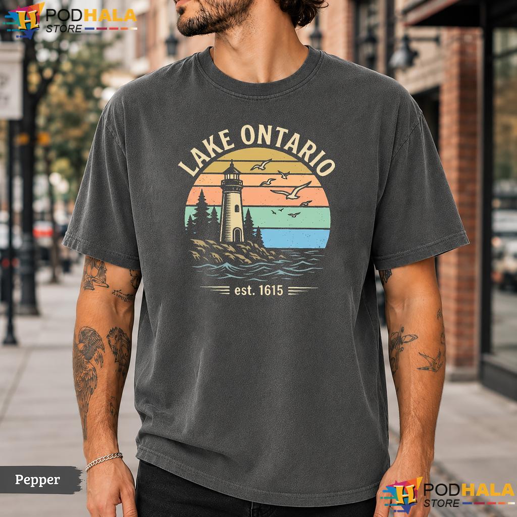 Aloha Lighthouse Lake Ontario Comfort Colors T-Shirt Est 1615 Sunset Top