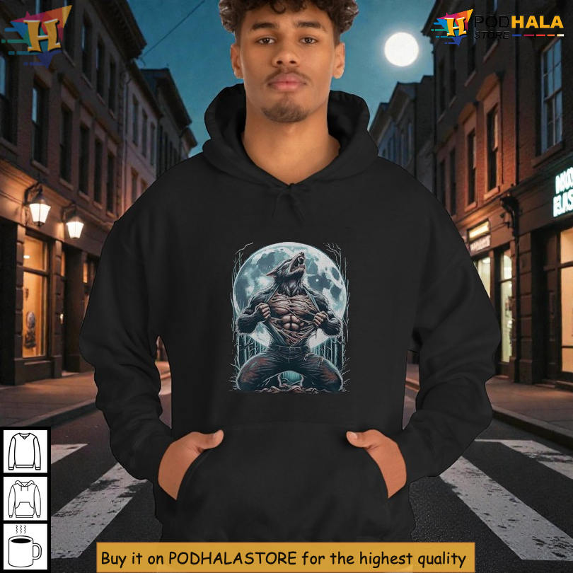 Alpha Wolf Moon Meme Graphic Tee Featuring Wolf Tearing Shirt Viral Design