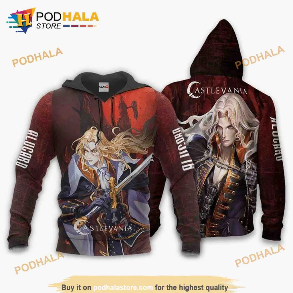 Alucard Castlevania 3d Hoodie With Dramatic Sword Design