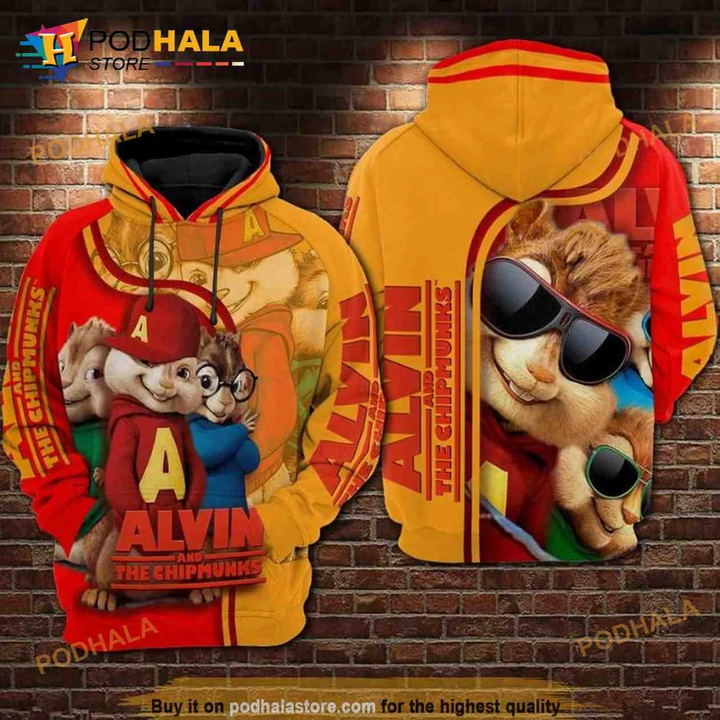 Alvin And The Chipmunks 3d Hoodie Featuring Playful Chipmunk Characters